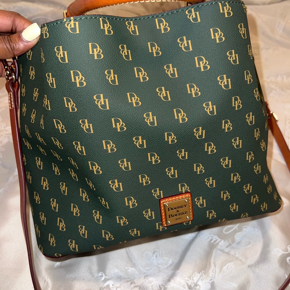 Dooney & Bourke Green and Brown Shoulder Bag